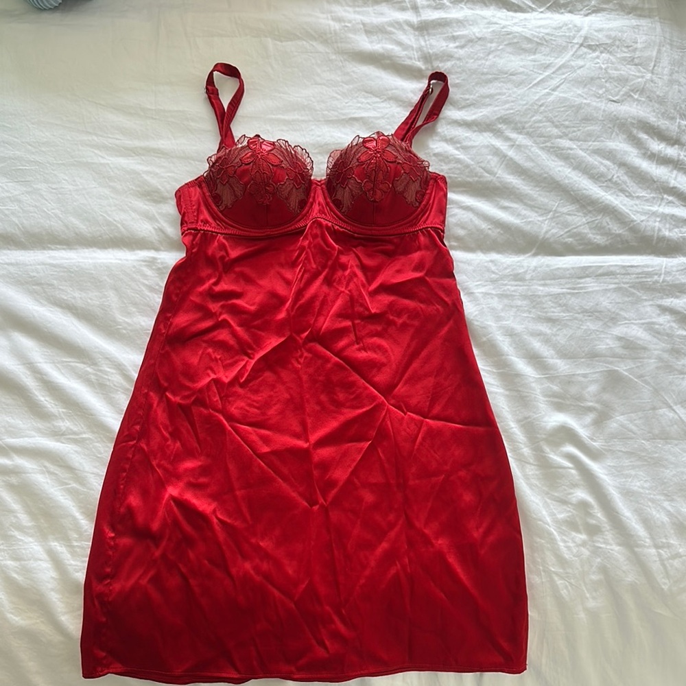 Fleur du Mal Cherry Red Satin Chemise